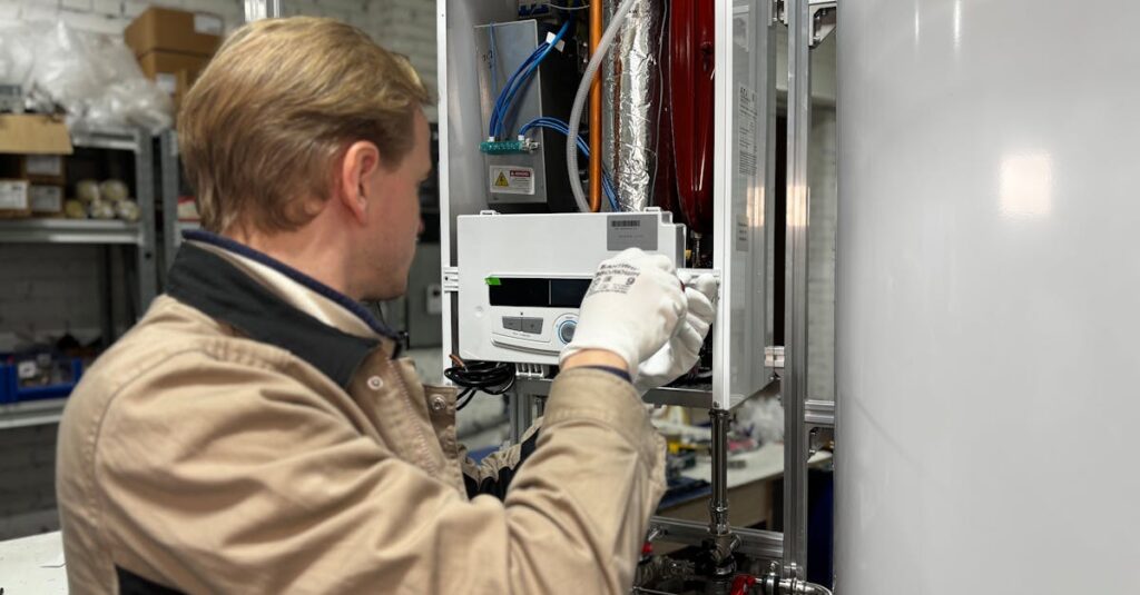 当日中に給湯器修理対応する技術者の様子