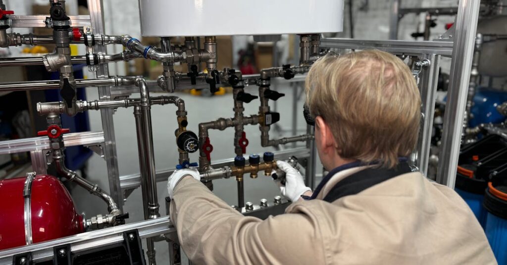 給湯器を施工する有資格のプロフェッショナル作業者